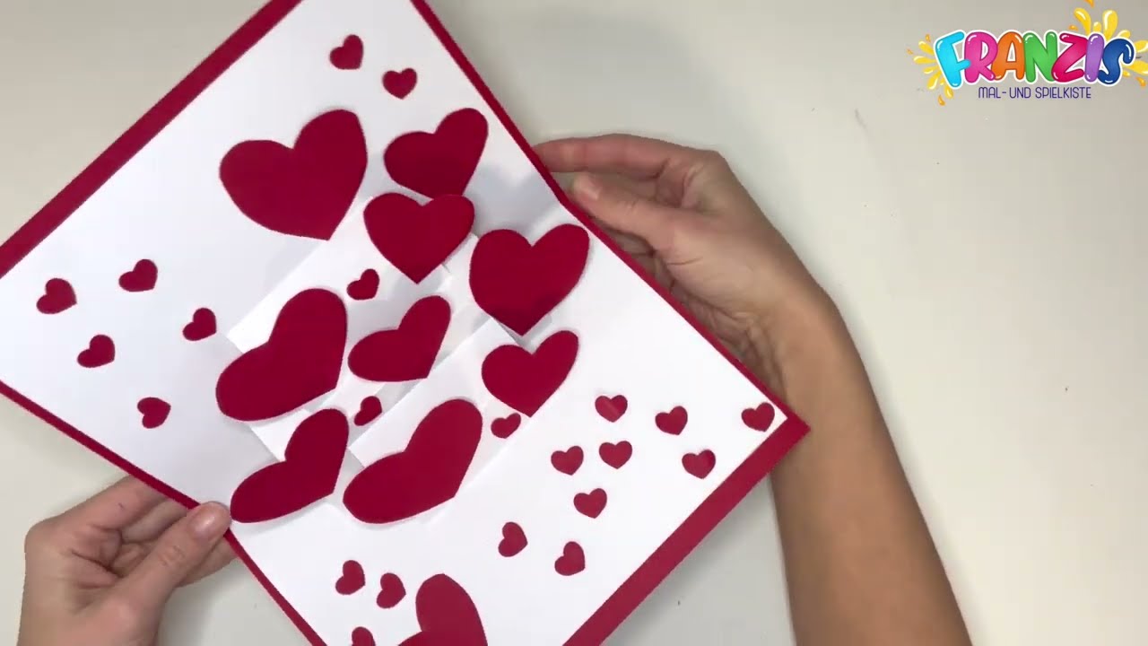 DIY Pop up Karte Herzen, Valentinstag, Valentine's Day, Greeting card, beautiful greeting card