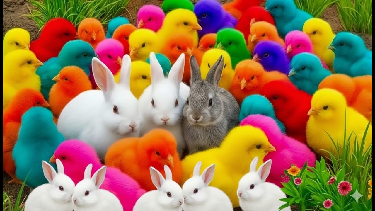 Ayam Lucu, ayam warna warni, ayam rainbow, kelinci lucu, bebek lucu, ikan koi, ayam warna
