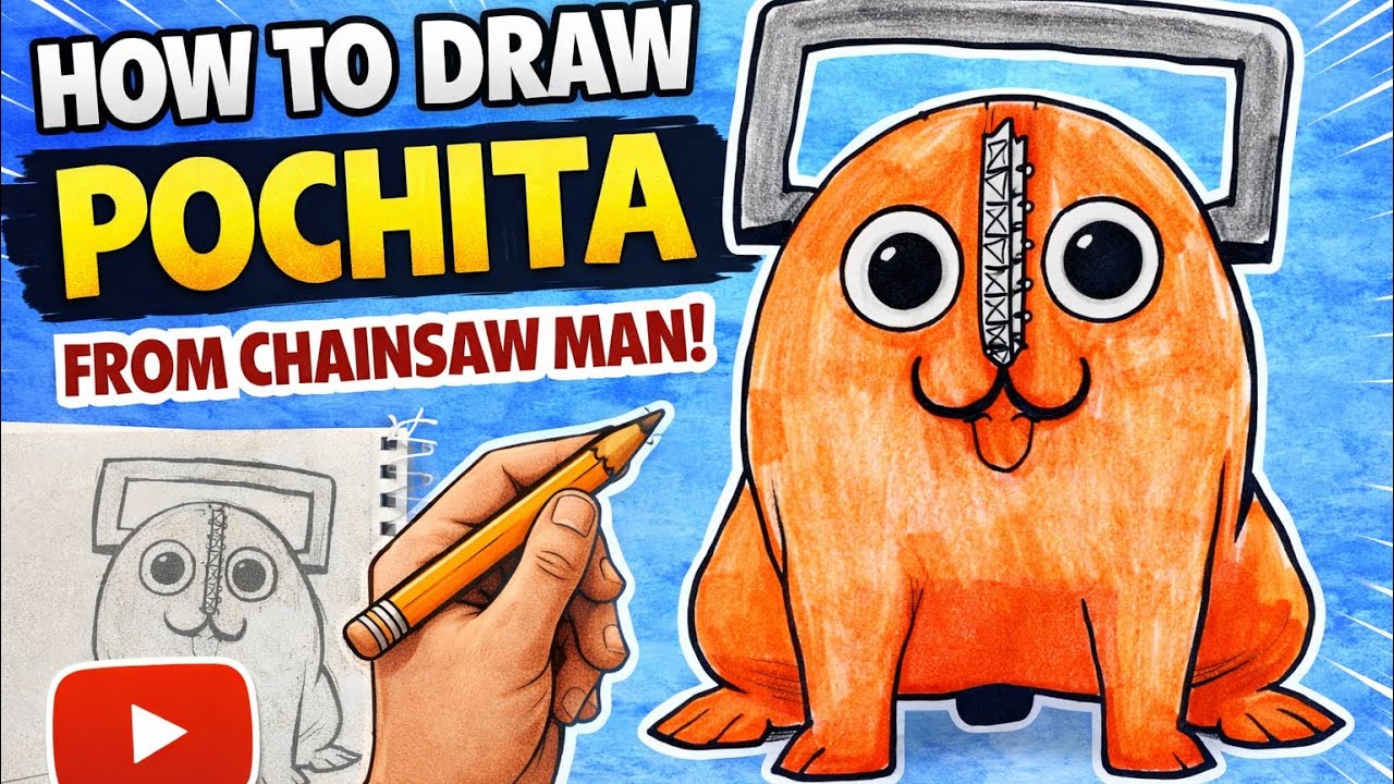 How to Draw Pochita (Chainsaw Man) | Easy Step-by-Step Tutorial