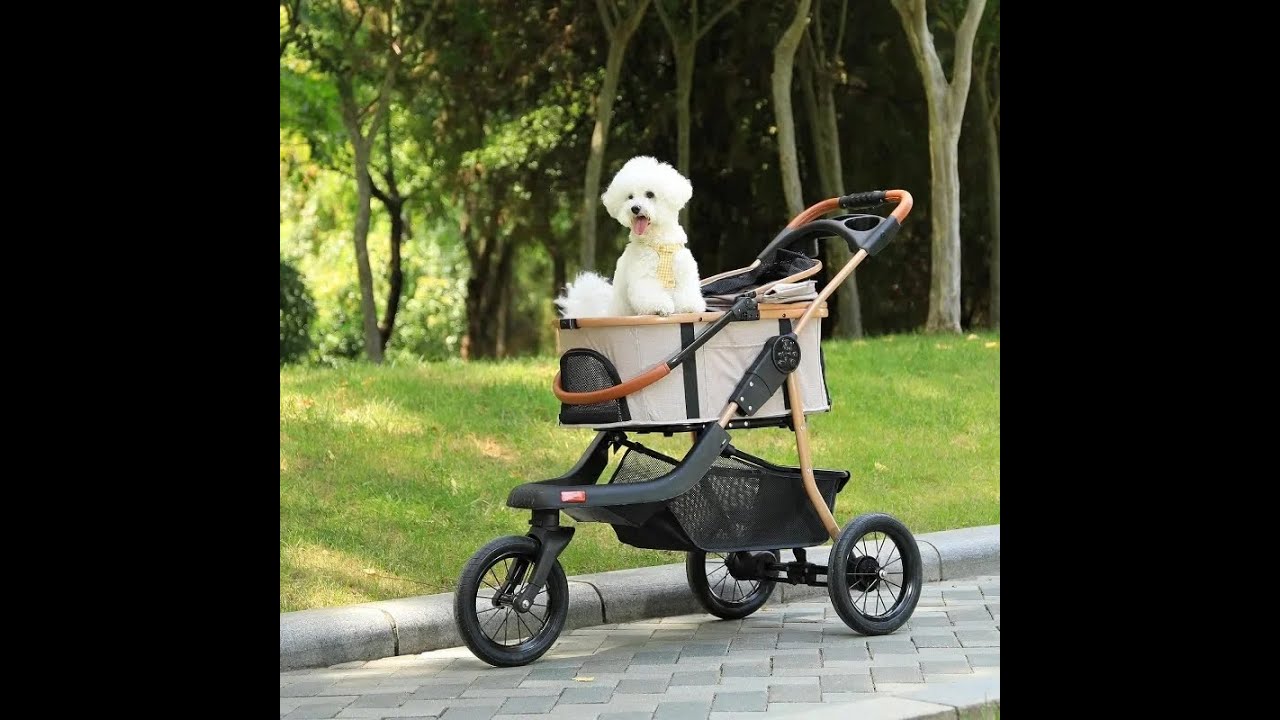 US Pet Stroller, Premium 3 in 1 Large Dog Stroller for Cats Dogs with Detachable Carrier, Foldable J