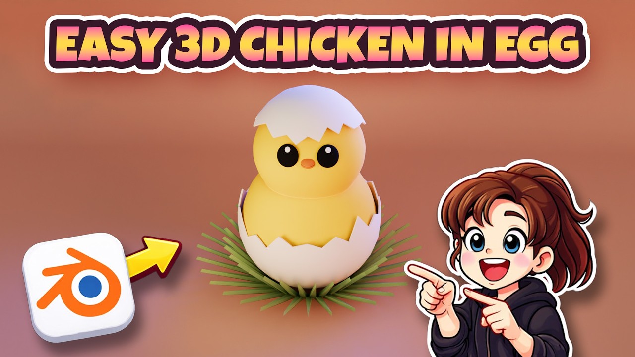 Super Easy 3D Chicken in an Egg Tutorial in Blender 5 #blender3d #creativeblender  #blendertutorial