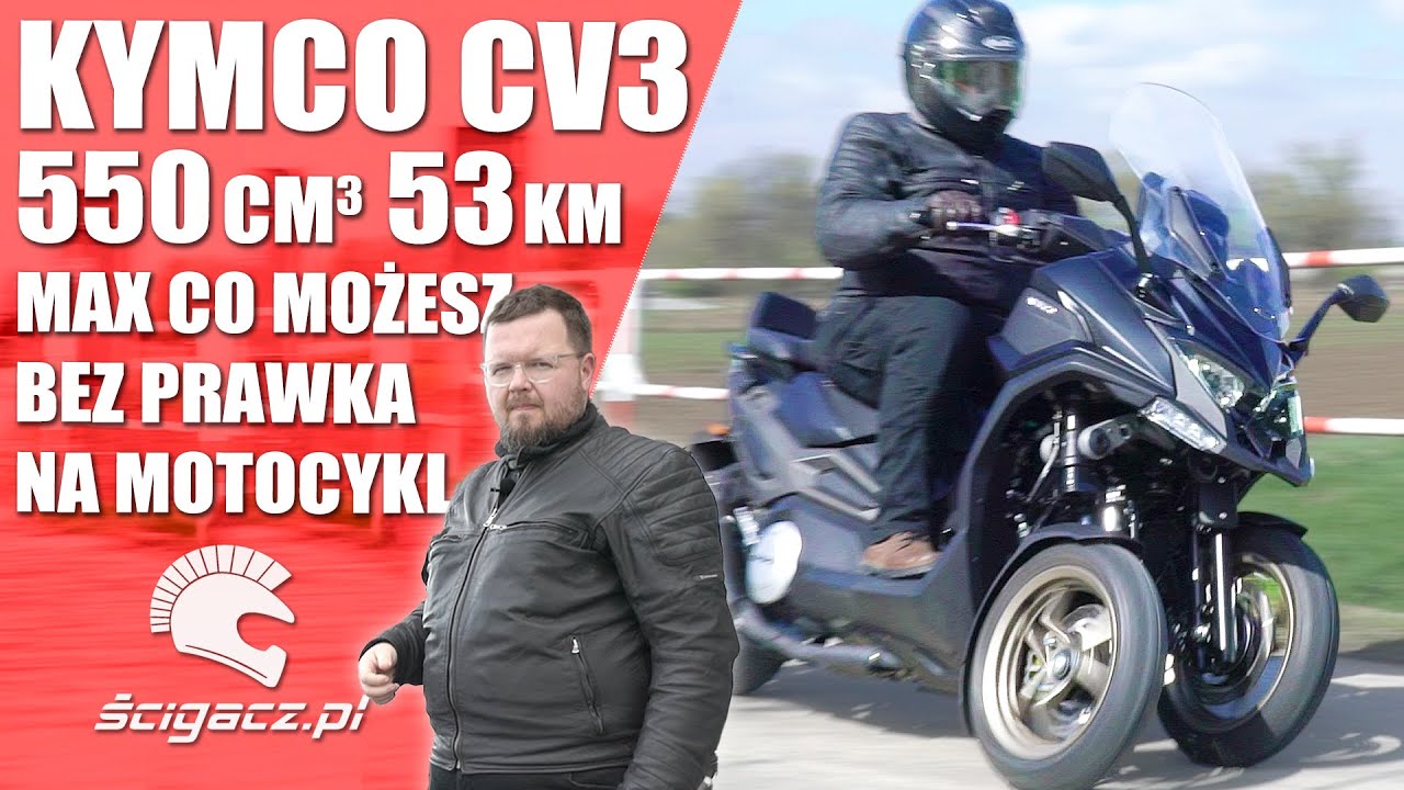 Kymco CV3. 550 cm&sup3;, 53 KM, 53 Nm. Test najmocniejszego skutera bez prawa jazdy na motocykl