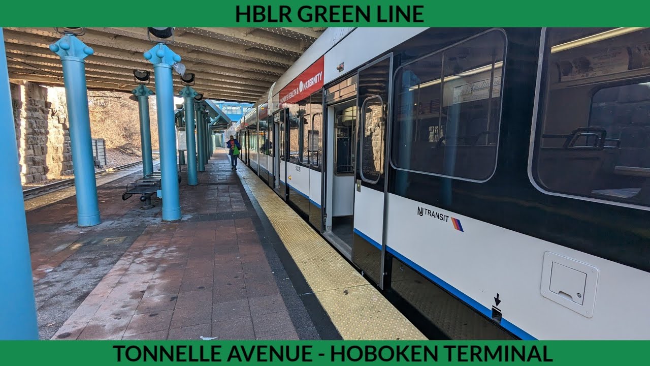 On Board Green Line Hudson Bergen Light Rail ride (Tonnelle Avenue - Hoboken Terminal) (12/30/2022)