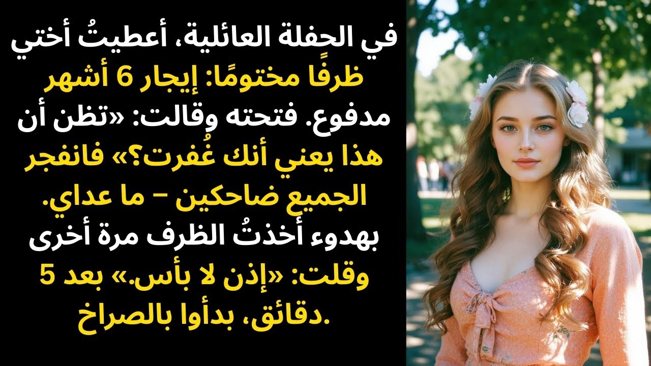 في الحفلة العائلية، أعطيتُ أختي ظرفًا مختومًا: إيجار 6 أشهر مدفوع مقدّمًا — لكن بعد ذلك...