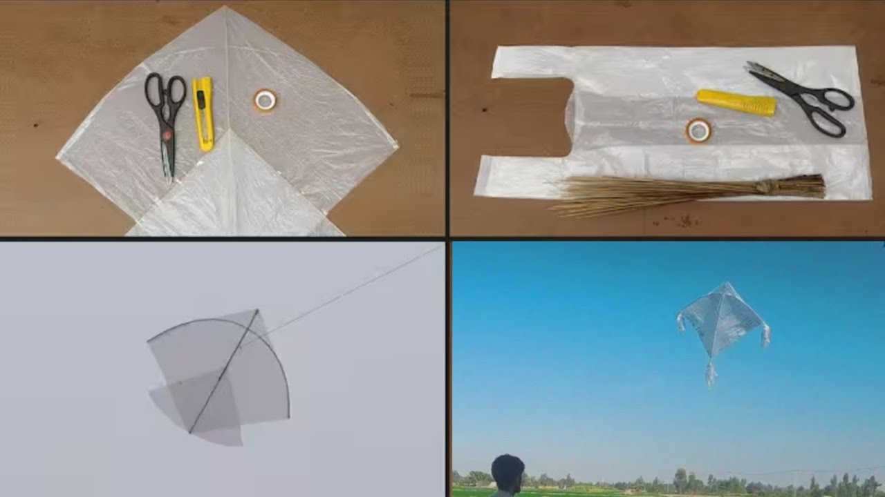 How to Make a Kite With Plastic Bag & Broom Sticks ||Homemade Kite || Kite Bnane ka Asaan Treeka