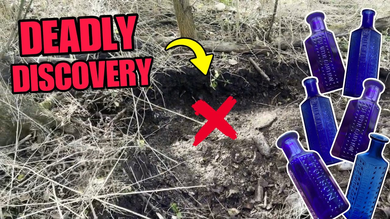 Deadly Antique Poison Bottles Everywhere! Bottle Digging 🔥 #vintage #archaeology #mudlarking