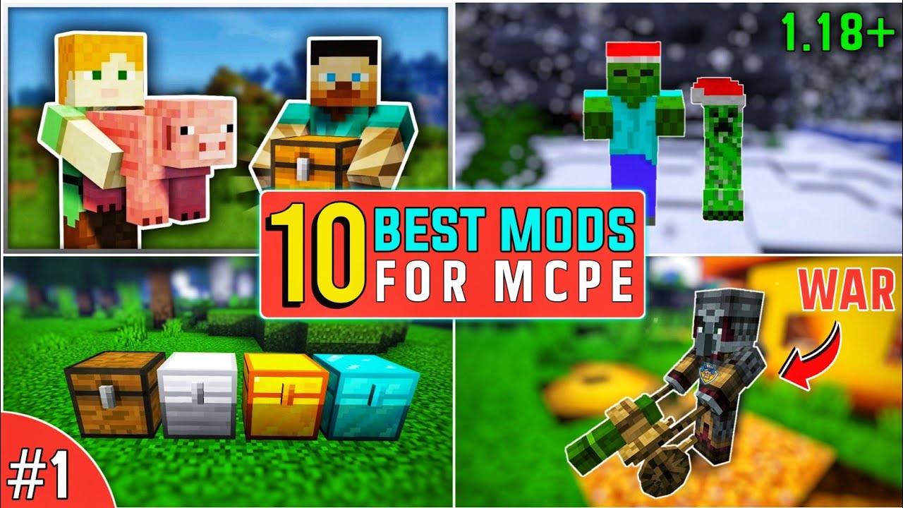 Top 10 Best Mods For Minecraft PE || Mods For MCPE 1.18 || UG Adventure ||