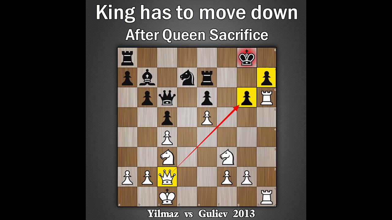 King has to move down after Queen Sacrifice | Yilmaz vs Guliev 2013