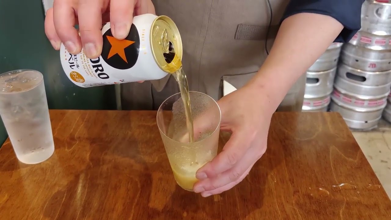 【麦酒大学】缶ビールの注ぎ方･灘コロンビアを注ぐ方法（口上はいつもの灘コロンビア）【#缶ビール】