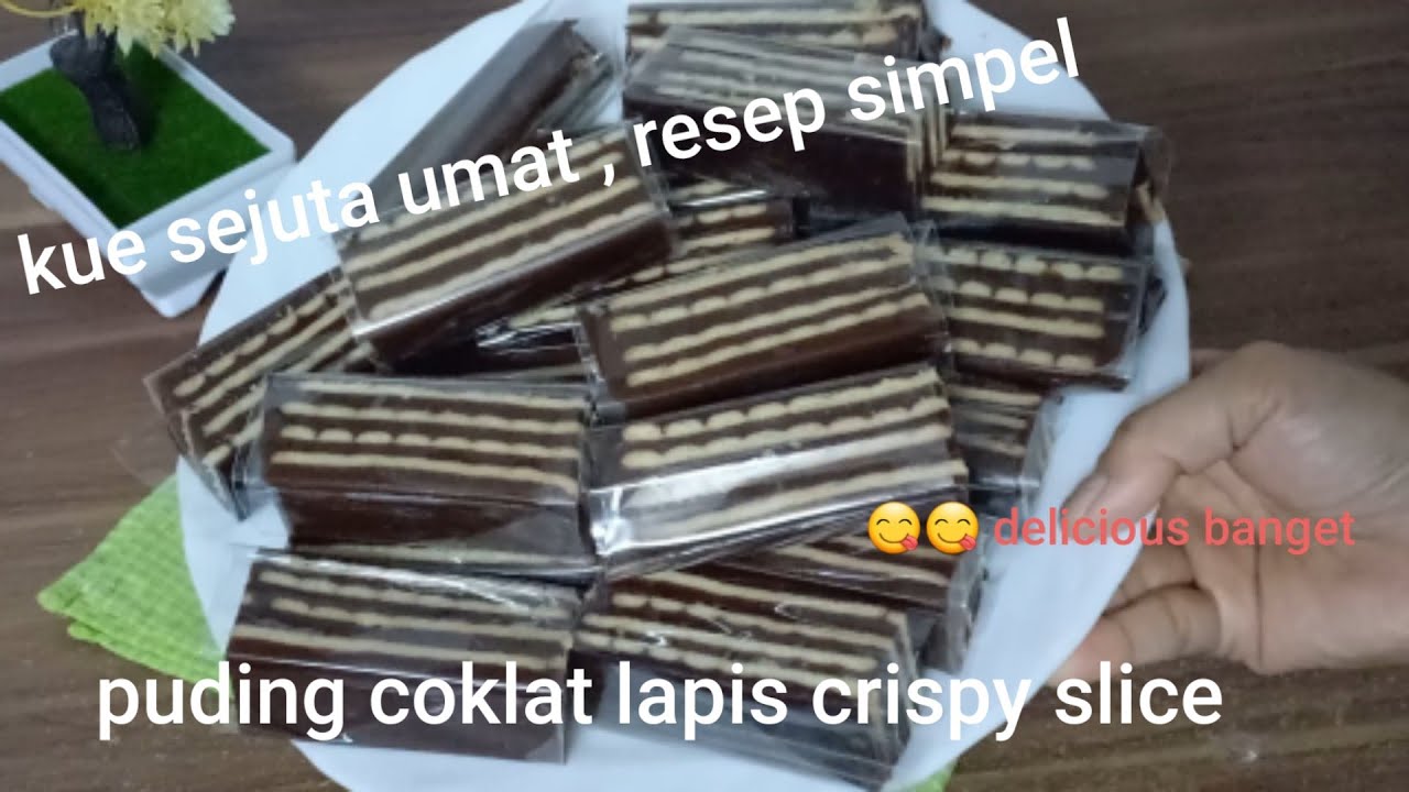 Resep Puding coklat lapis crispy slice tanpa telur | ide jualan kue ramadhan 2022 | resep simpel