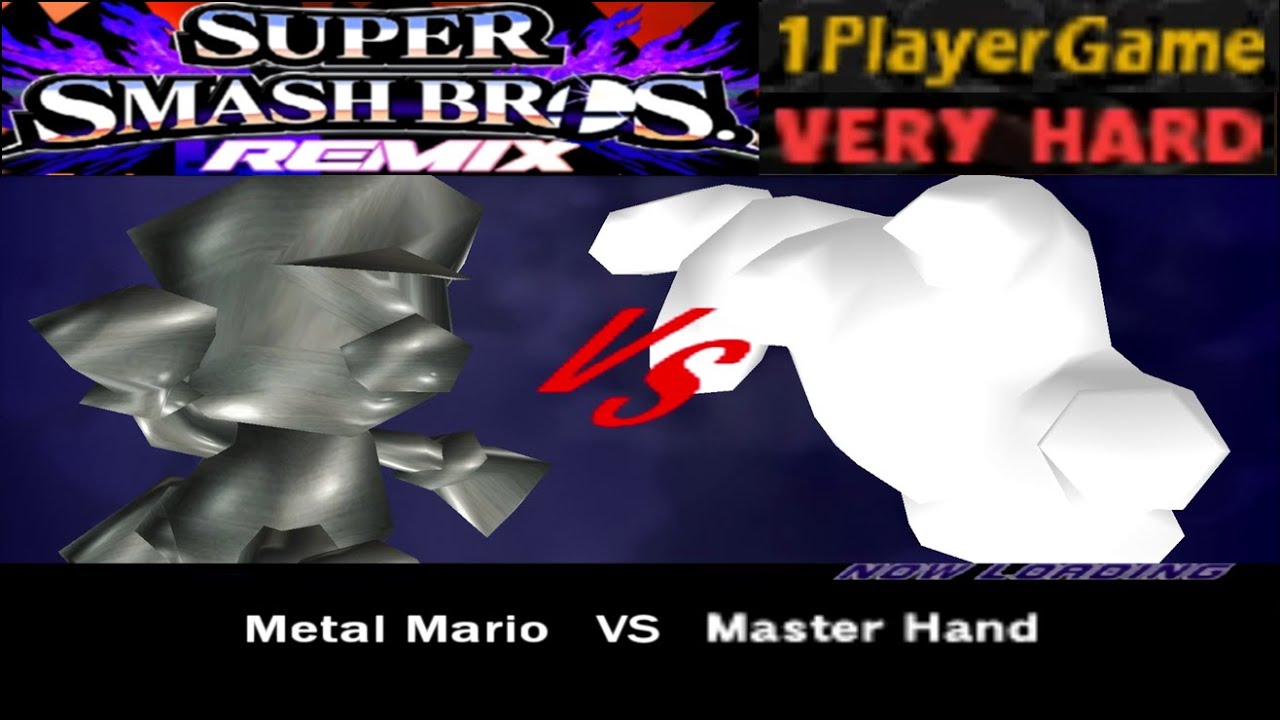 Smash 64/Smash Remix HD Textures Gameplay - Classic Mode Metal Mario (Very Hard)