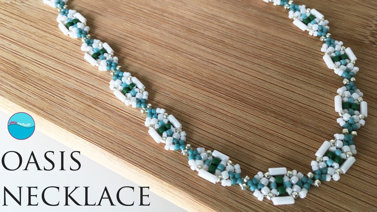 BEADING TUTORIAL: Oasis Necklace with bugle, seed and delica beads #beadedjewelry #diy #handmade
