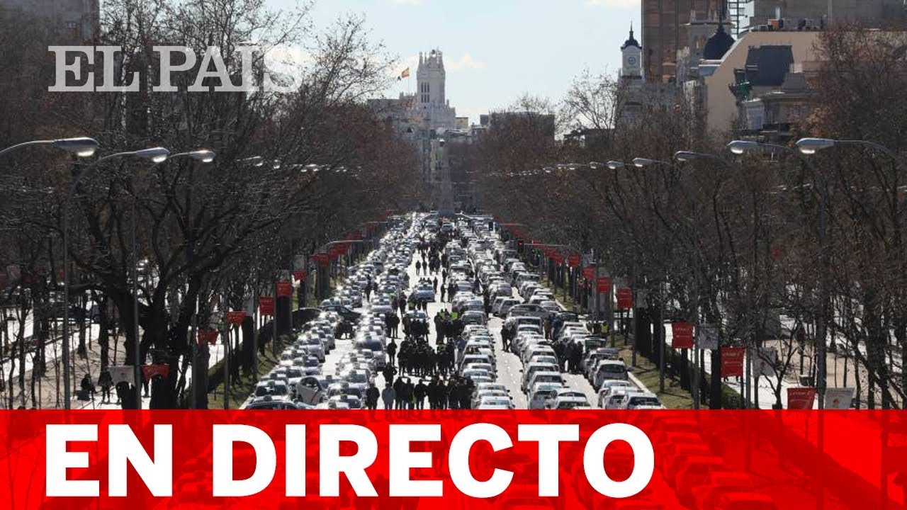 Directo | La huelga de taxistas toma el Paseo de la Castellana