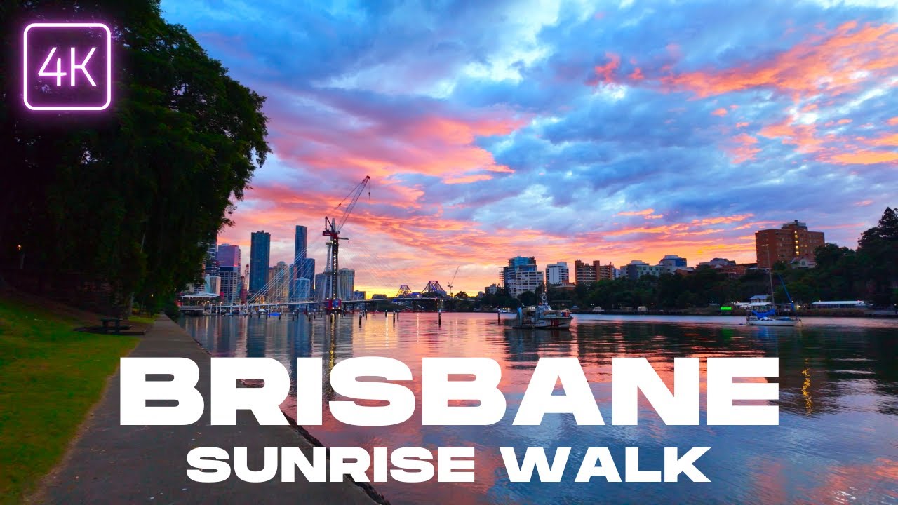 Brisbane City Sunrise Walking Tour | Early Morning | 4K Australia | June 2024 | UHD 60fps
