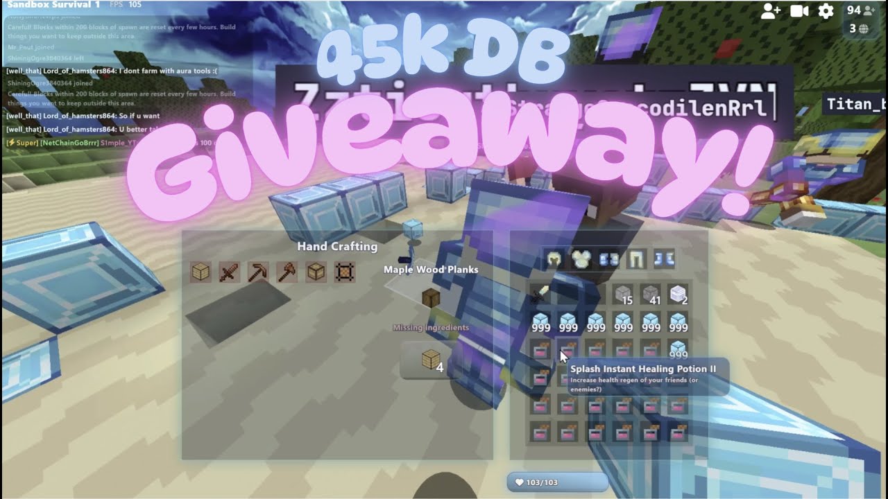 Bloxd.io survival lobby 1 | 1.5 chest dbs GIVEAWAY! #bloxd #bloxdio