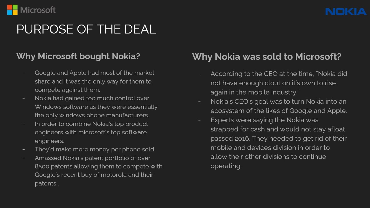 M&A Deal Microsoft - Nokia