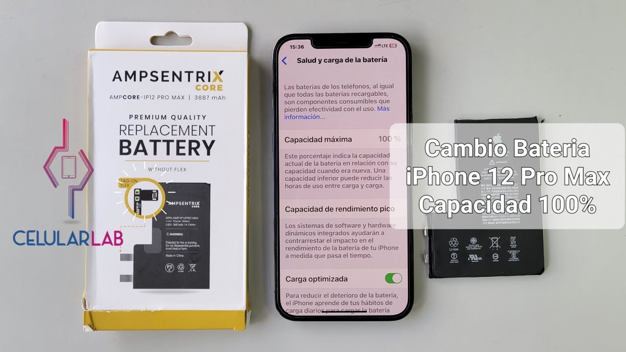 Cambio de Batería IPhone 12 Pro Max, capacidad al 100% sin necesidad de programadora