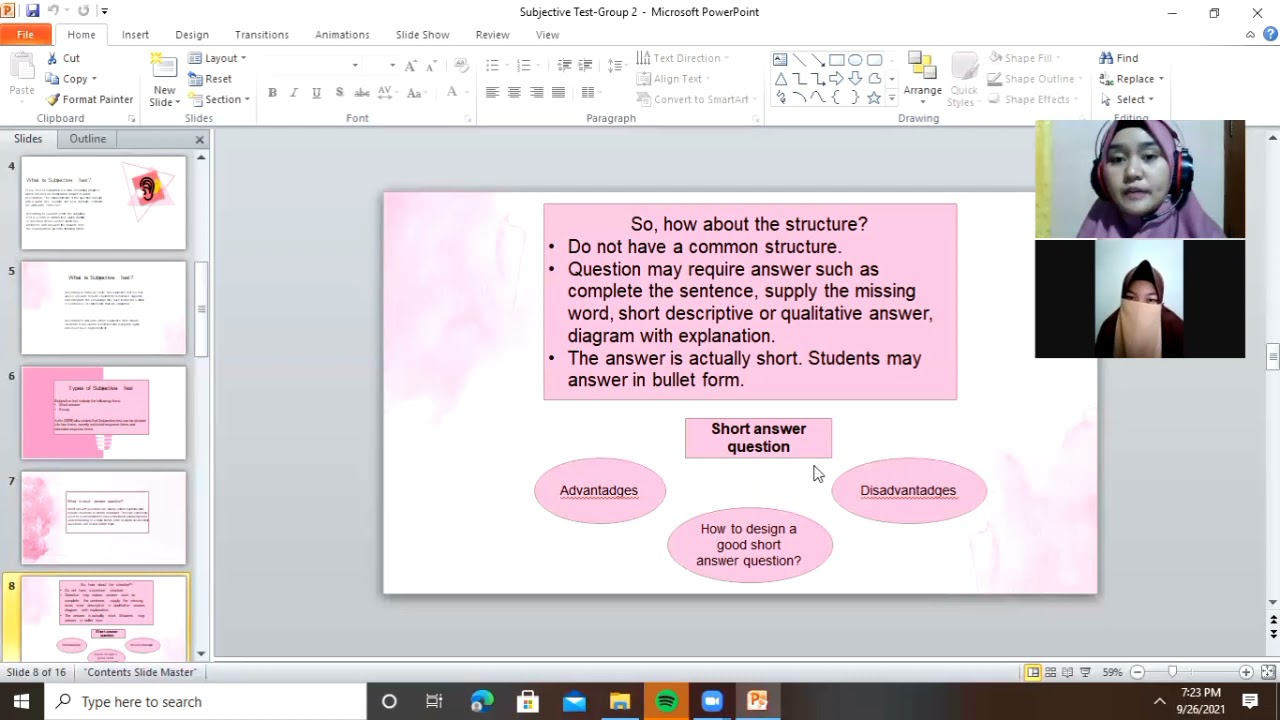 Subjective Test (Characteristics, Types, and Steps) by Group 2