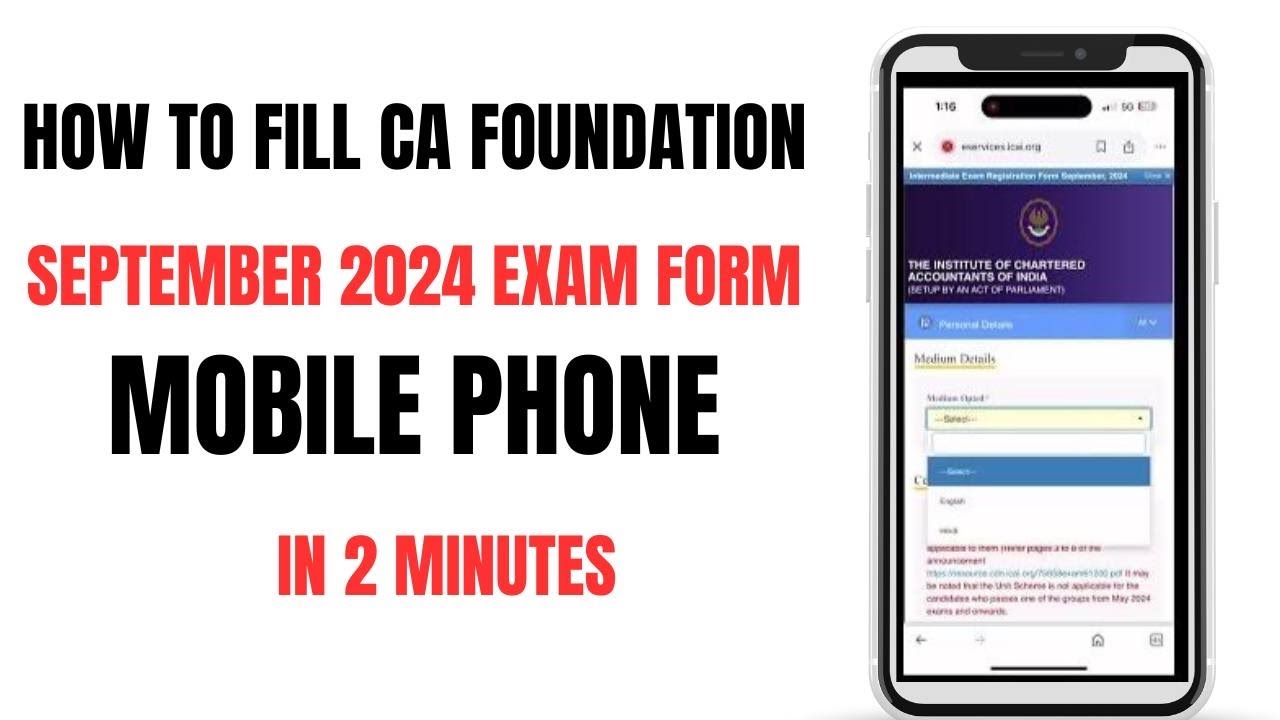 How to Fill CA foundation September 2024 Exam Form | Mobile Phone in 2 minutes | CA foundation Exam