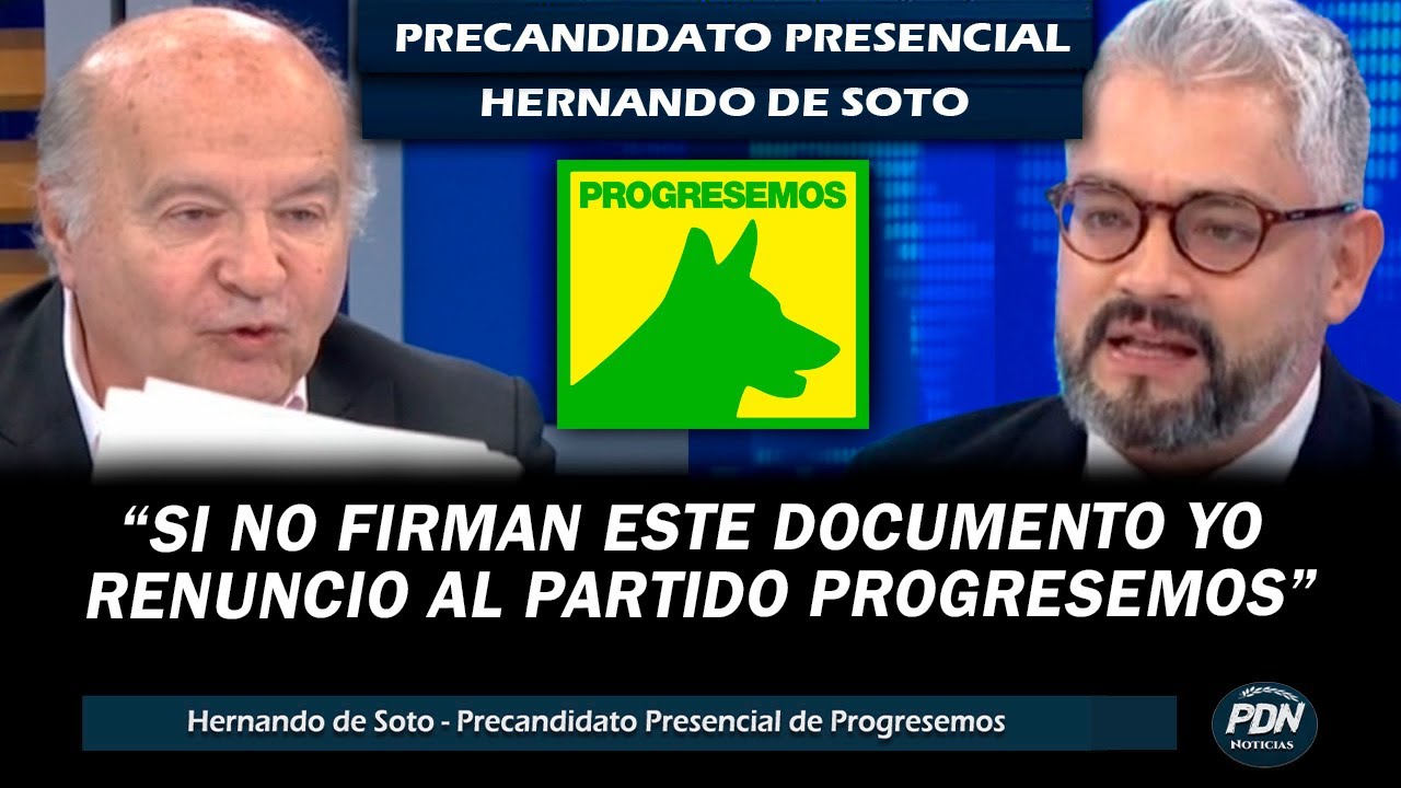 HERNANDO DE SOTO AMENZA CON RENUNCIAR A SU CANDIDATURA SI NO FIRMAN SUS PEDIDOS EN PROGRESEMOS