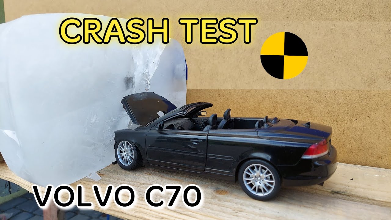 ⚡ Miniature Car VOLVO C70 cabrio 1:18 Crash Test vs Ice Wall Challenge Best beamng Scale Model Toy
