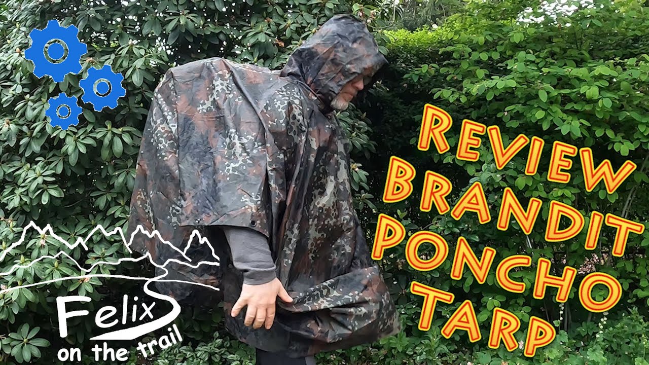Review Brandit Poncho Ripstop flecktarn mit Tarp Funktion - besser als erwartet