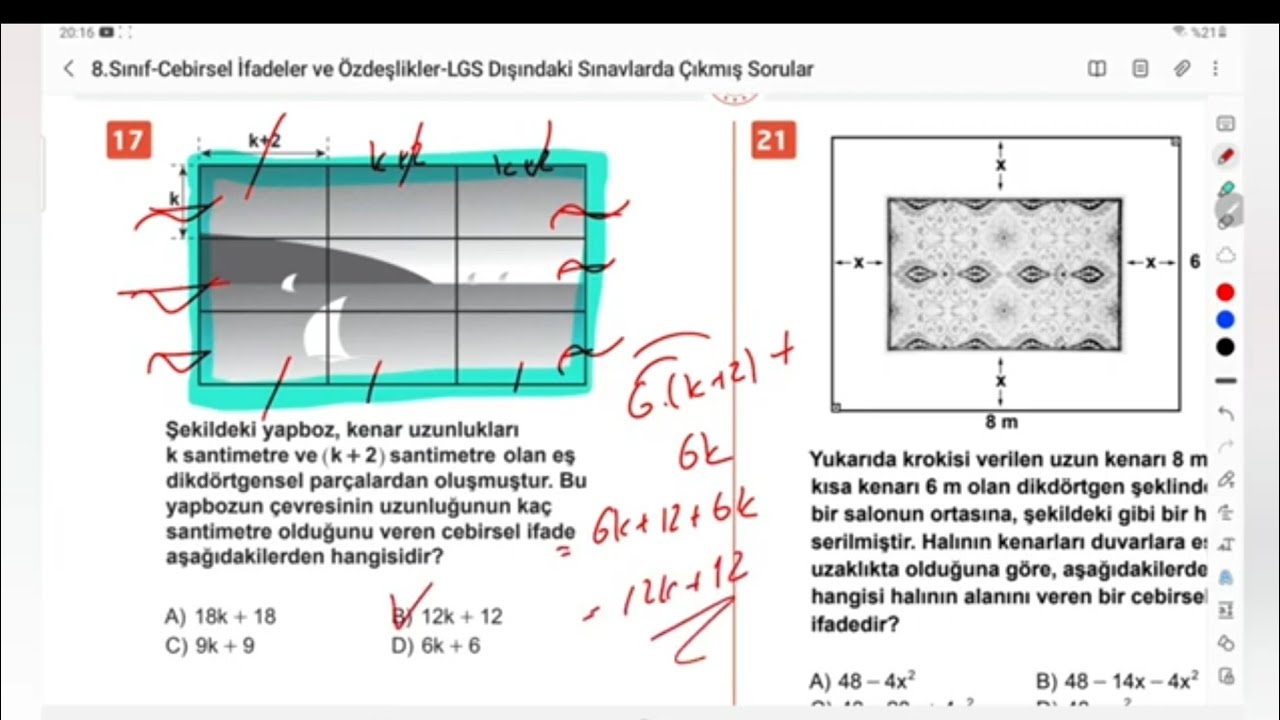 CEBİRSEL İFADELER LGS DIŞINDA ÇIKMIŞ SORULAR -1- #lgs #cebirselifadeler #kerimhoca