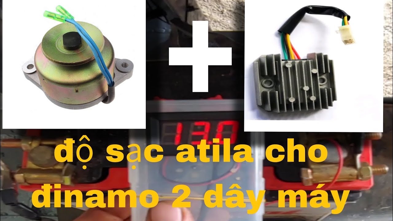 Hướng dẫn gắn sạc Atila cho các loại xe cuốc, máy cày, máy nhật dùng dinamo 2 dây