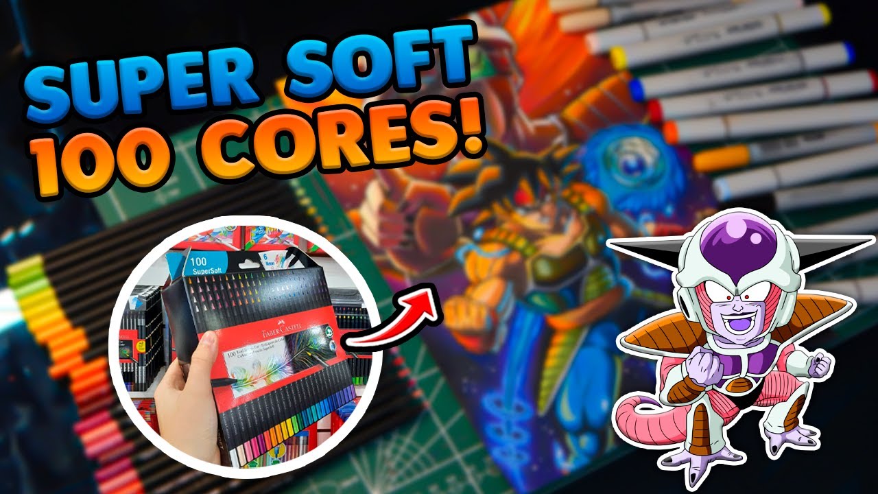 INCRIVEL! FABER CASTELL SUPER SOFT 100 CORES! | Drawing - Bardock/Freeza (Dragon Ball Z)
