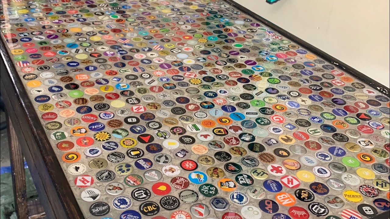 BOTTLE CAP TABLE - Over 900 Bottle Caps..WOW!!