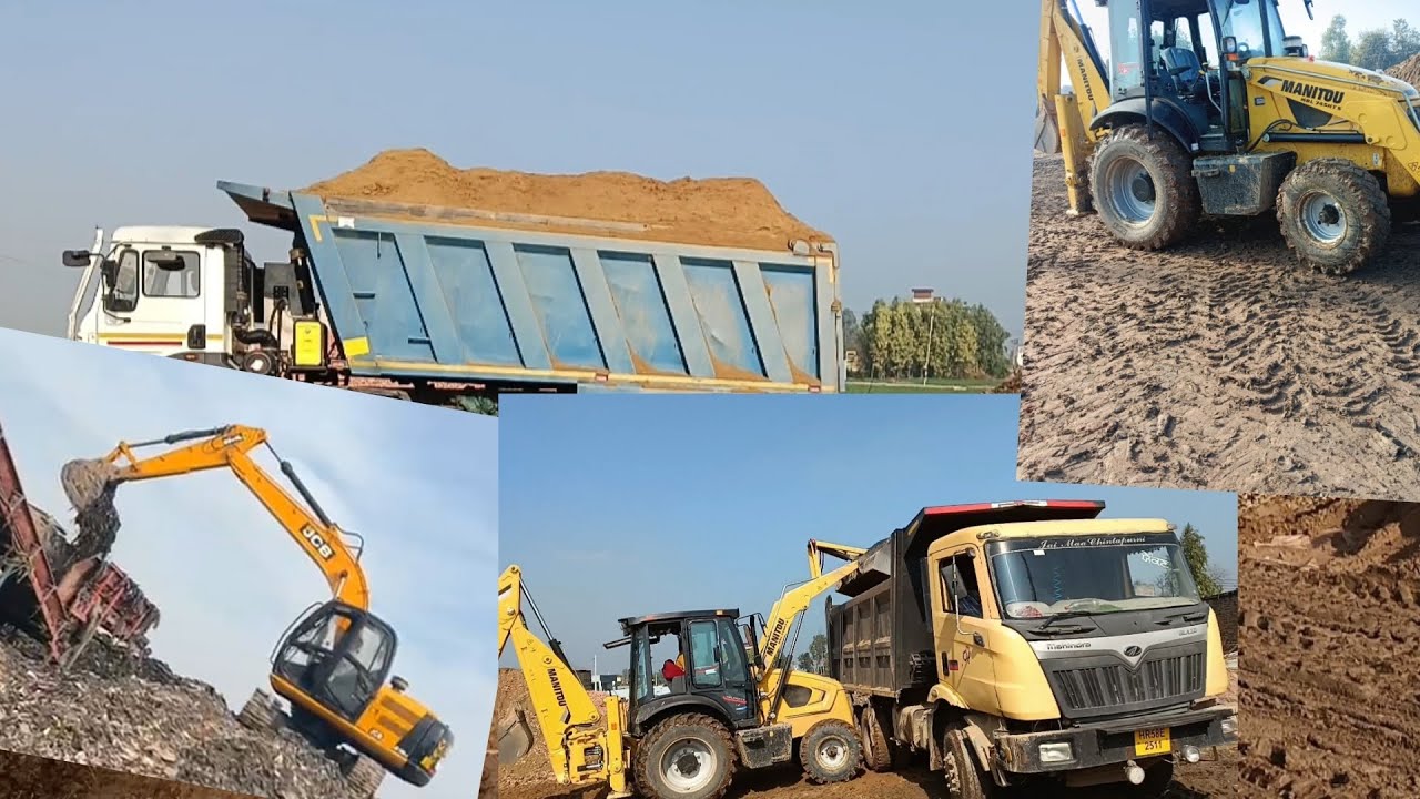 Tata tipper Mahindra tipper mitti full loading GSP work jcb machine MANITOU 