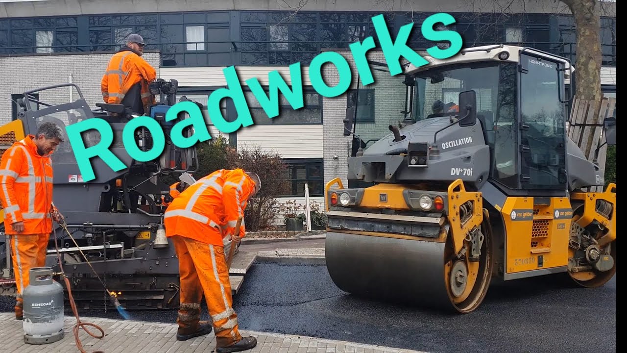 Asfaltwerkzaamheden Stoomwals - Pletwals Vrijheidslaan in Leiden