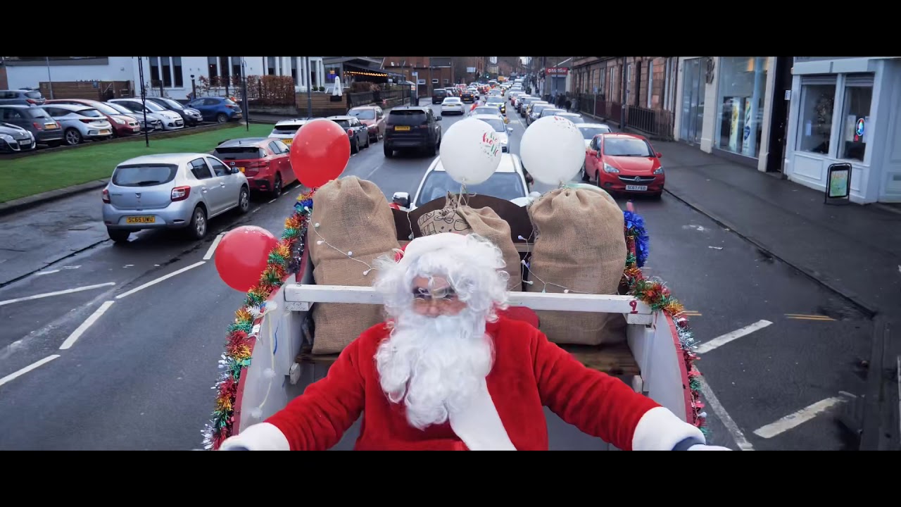 Santa convoy through Uddingston, Glasgow, Scotland
