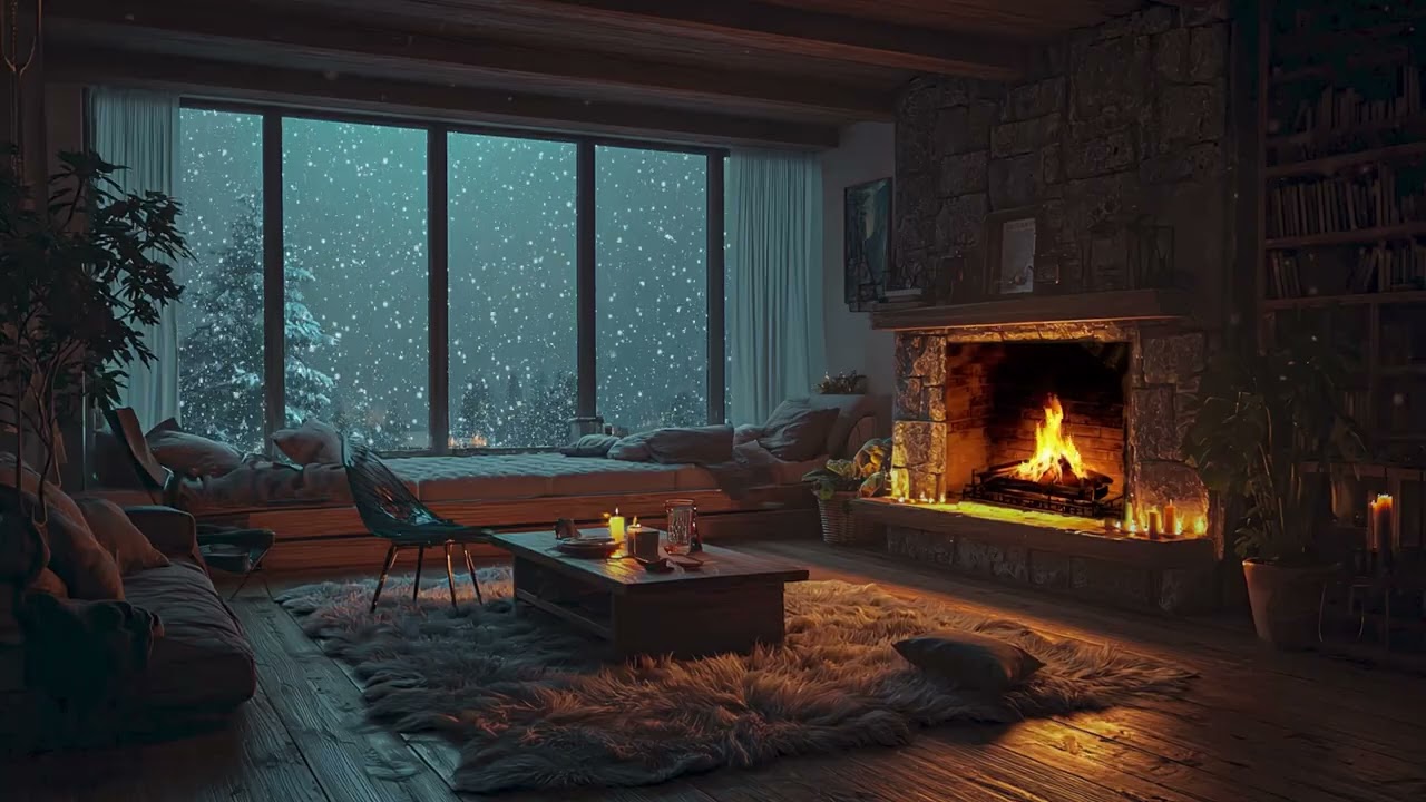 Peaceful Piano Music with Fireplace Ambience for Cozy Evenings, Stress Reduction, and Better Sleep