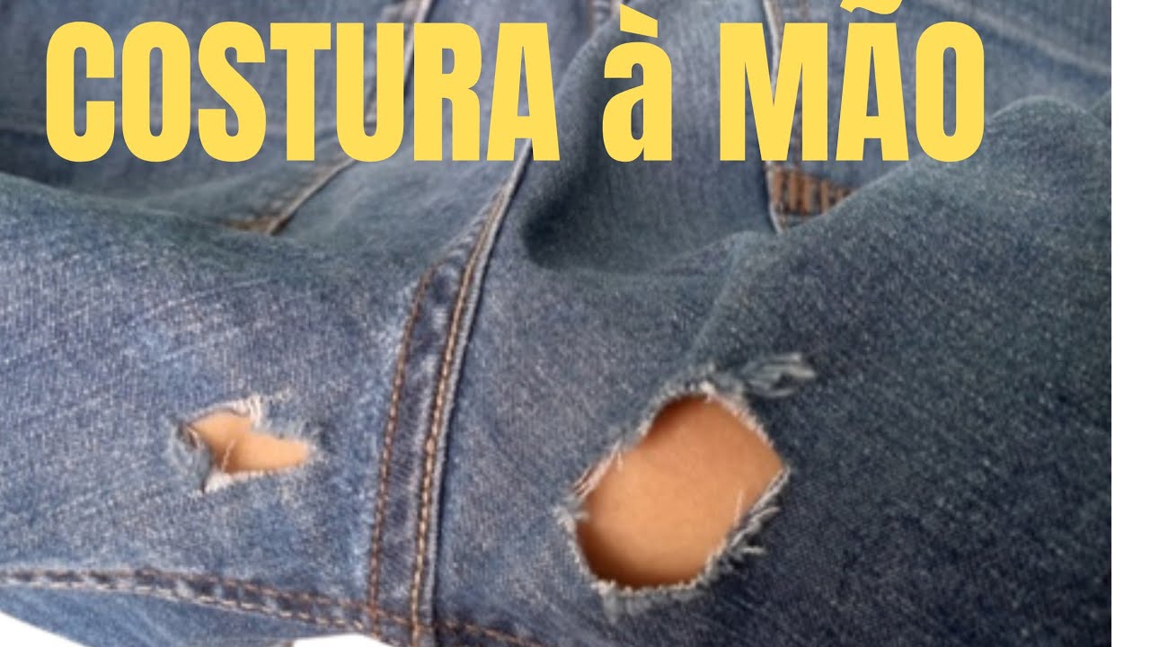Como Costurar e REMENDAR Calça Jeans à mão.  Como Fazer Remendo em Calça Jeans sem máquina.