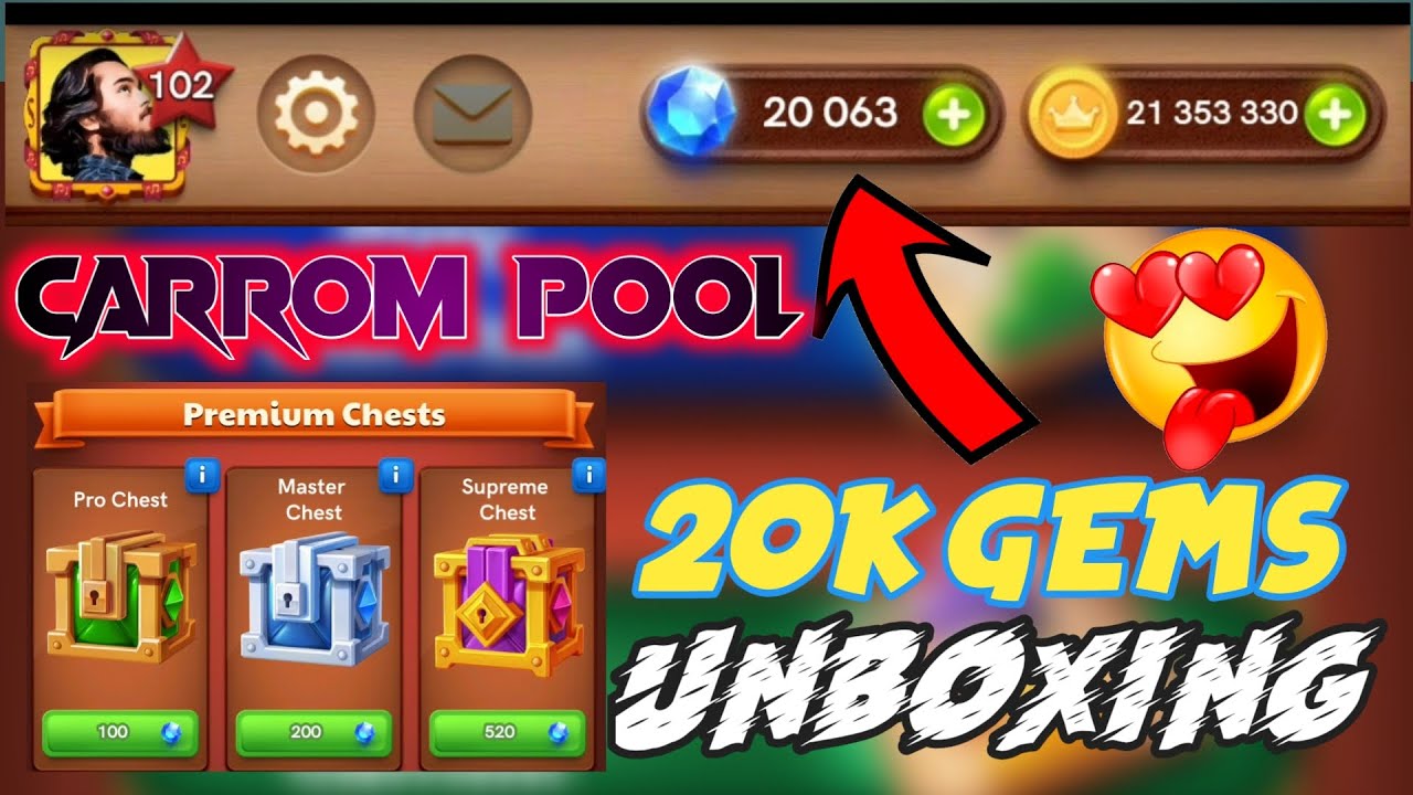 🌟20K gems unboxing 🌟😱😱 Carrom pool / First time😍 Gems unboxing 🔥🔥