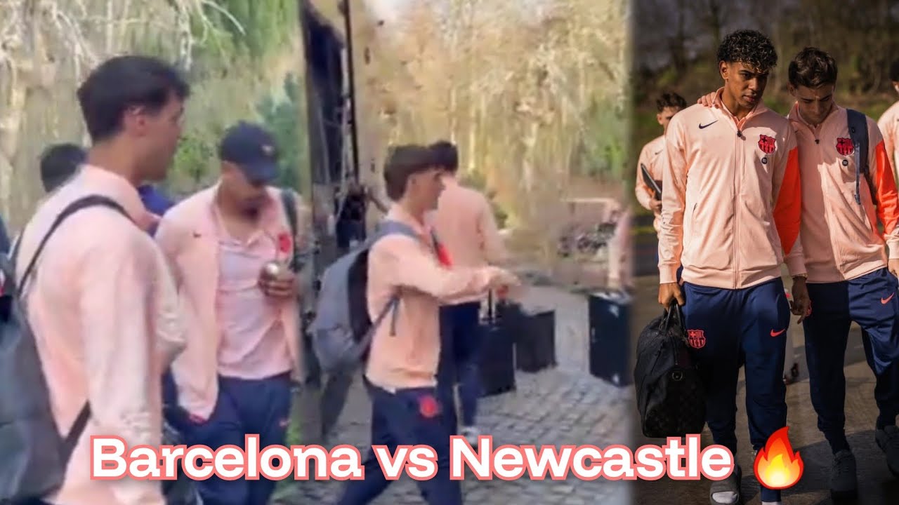 Barcelona ARRIVE in England for Newcastle 🔥, Lamine Yamal, Rashford, Raphinha,Olmo ...