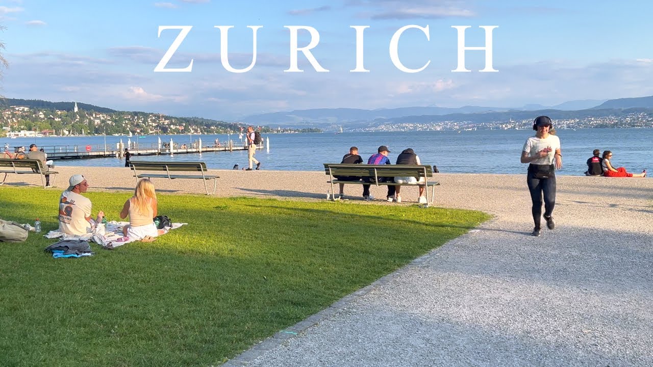 Zurich Summer Walk Lake Zurich 🇨🇭 4k Walking Tour Switzerland 2024 ☀️