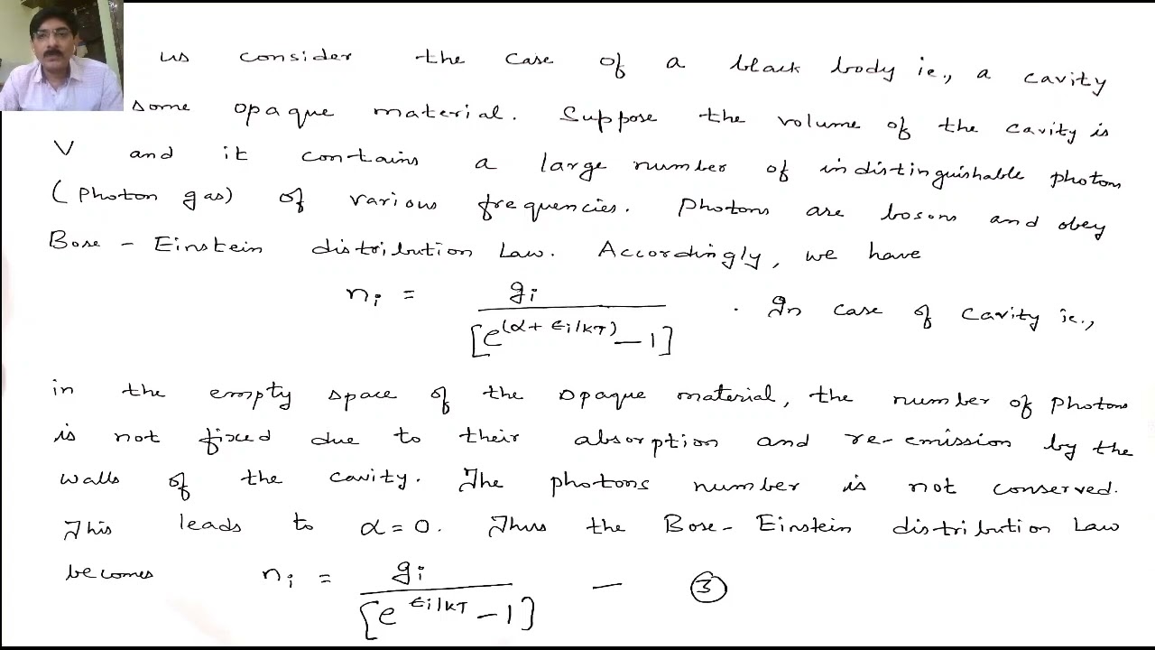 Statistical Mechanics - Bose - Einstein Distribution - Plancks Law