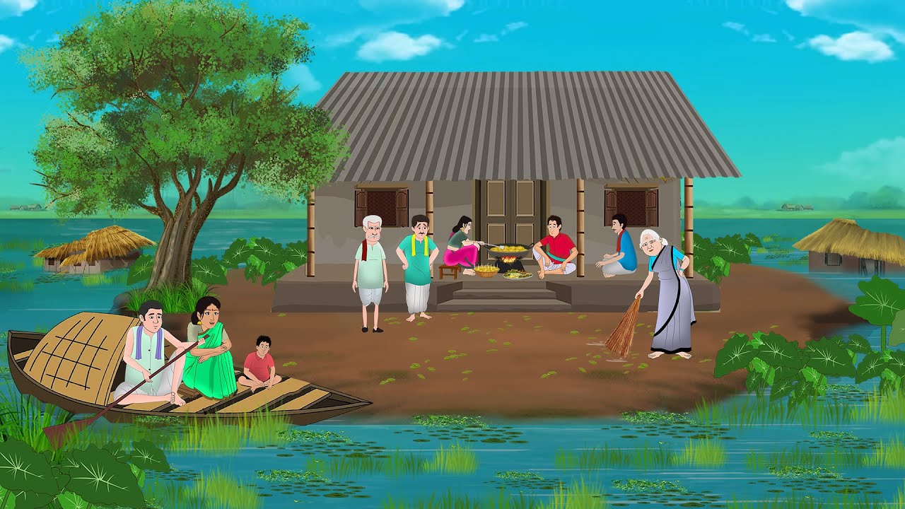 बाढ़ में एक घर में पांच परिवार | Hindi Story | Hindi Kahani | Moral Stories | cartoon story