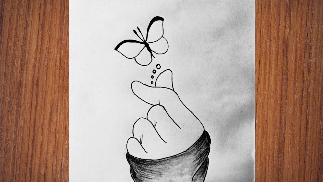 How to draw hand with butterfly pencil drawing #thechetanart