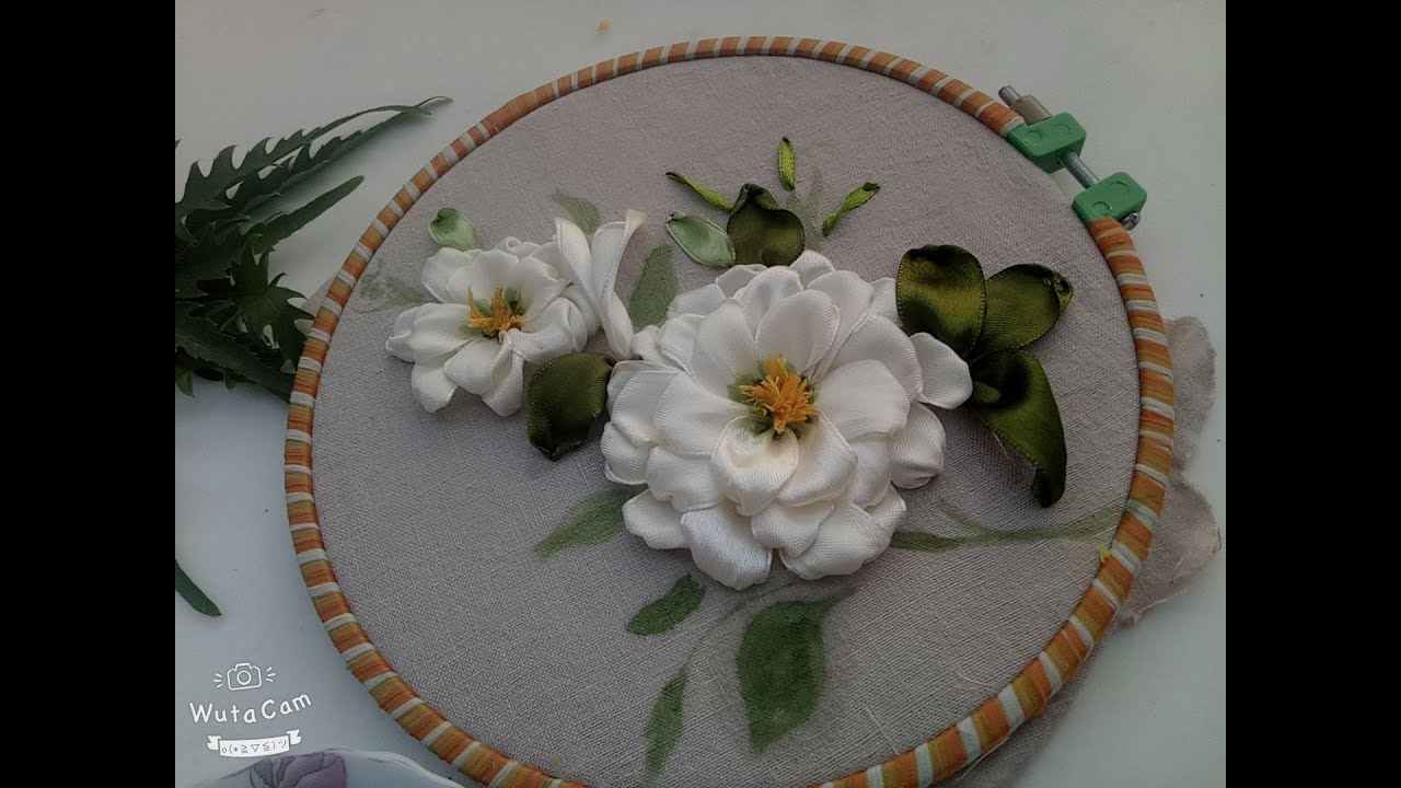 Ribbon flowers /Ribbon embroidery tutorial /Hướng dẫn thêu hoa ruy băng