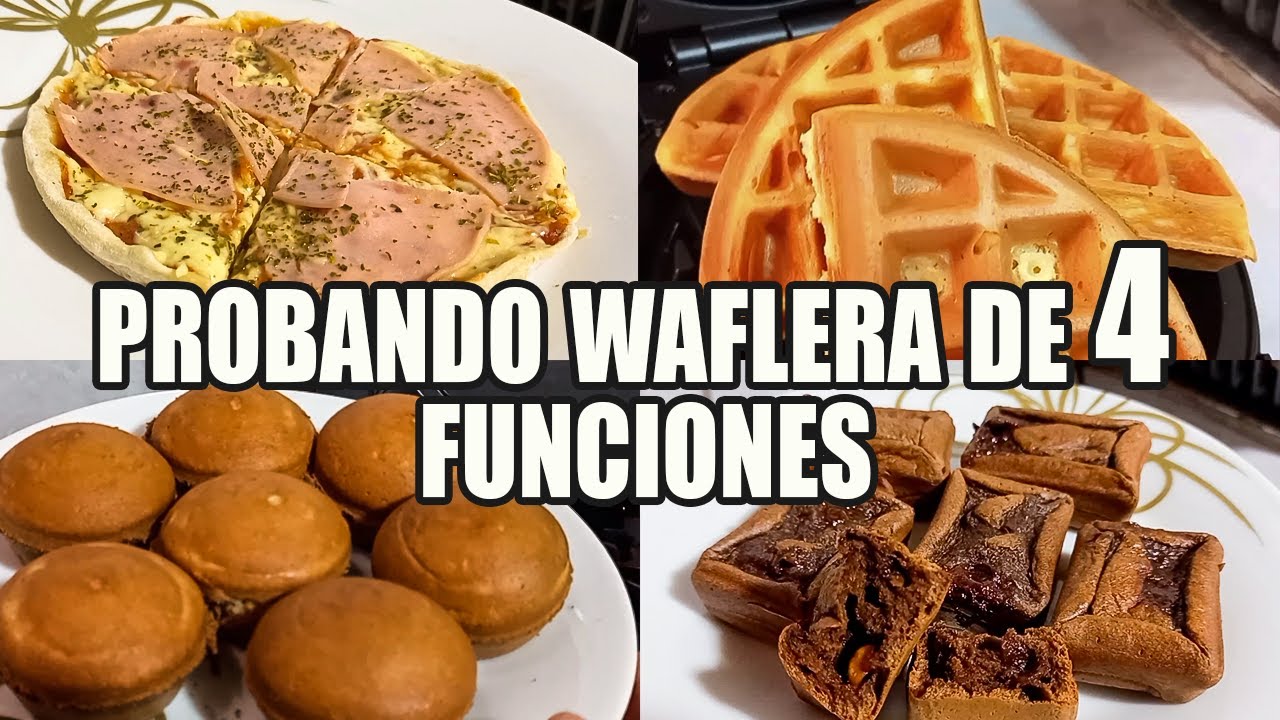 PROBANDO WAFLERA DE 4 FUNCIONES | PIZZA | WAFFLES | CUP CAKES | BROWNIES