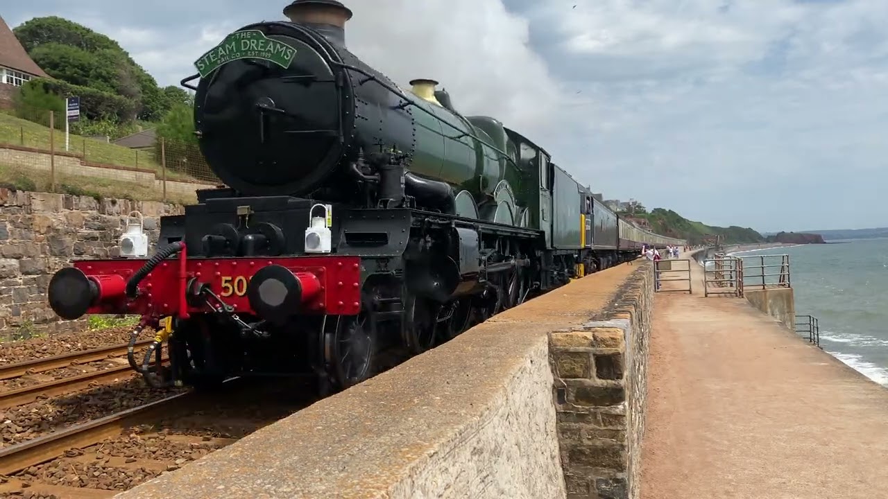 5029 ‘Nunney Castle’,57311 & 57002 pass the Dawlish Sea Wall 21/05/25