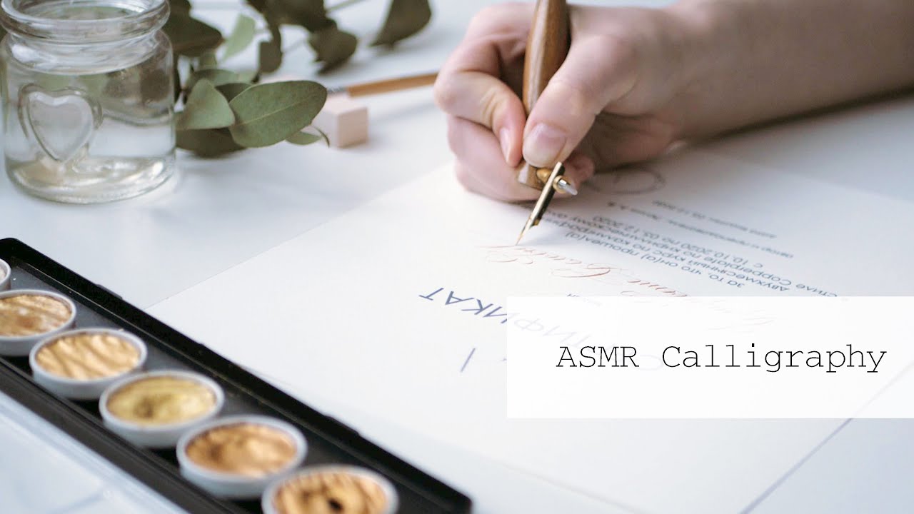 ASMR Подпись сертификатов на окончание курса по каллиграфии | Звук остроконечного пера