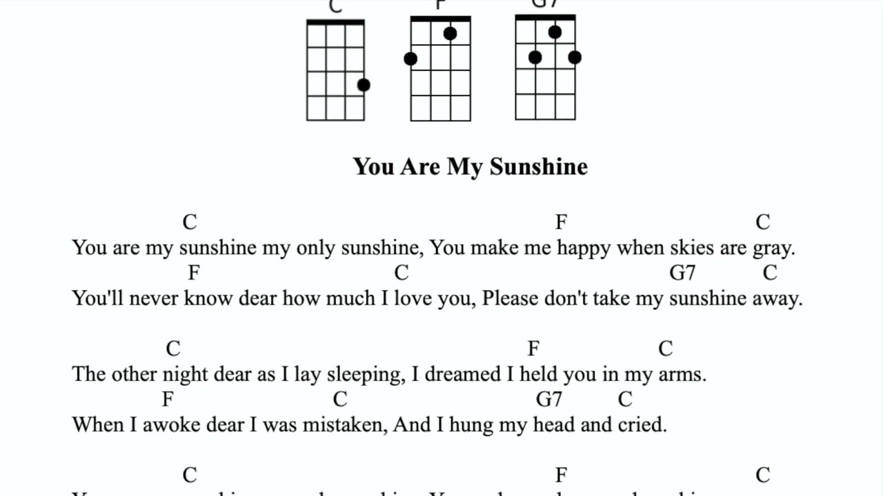You Are My Sunshine, Easy Beginner Play Along for Ukulele.