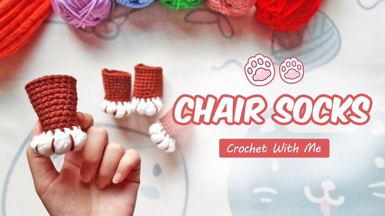 [Crochet With Me] Cat Paw Chair Socks 🐾 | Relaxing Ambience Music