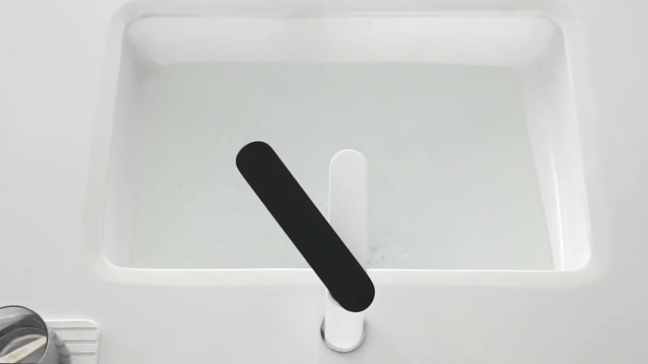 Idealex white lavatory faucet with black handle