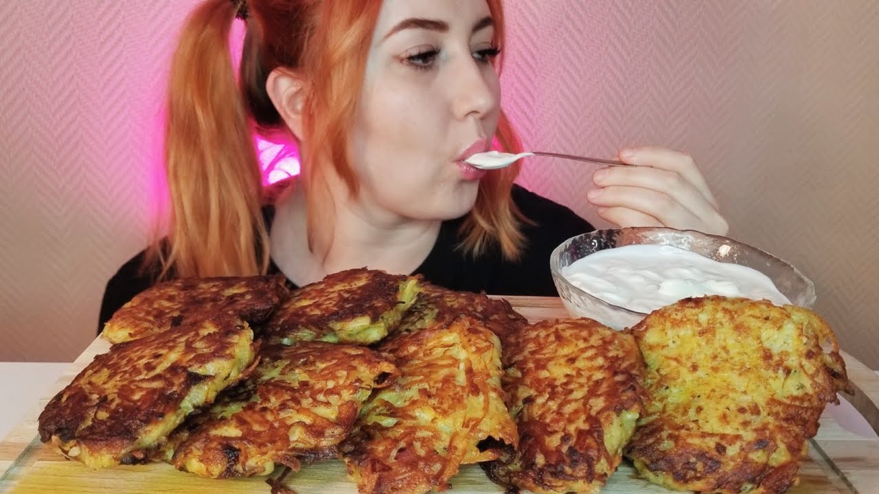 ДРАНИКИ С БЕКОНОМ РЕЦЕПТ АСМР МУКБАНГ | POTATO PANCAKES WITH BACON RECIPE ASMR MUKBANG
