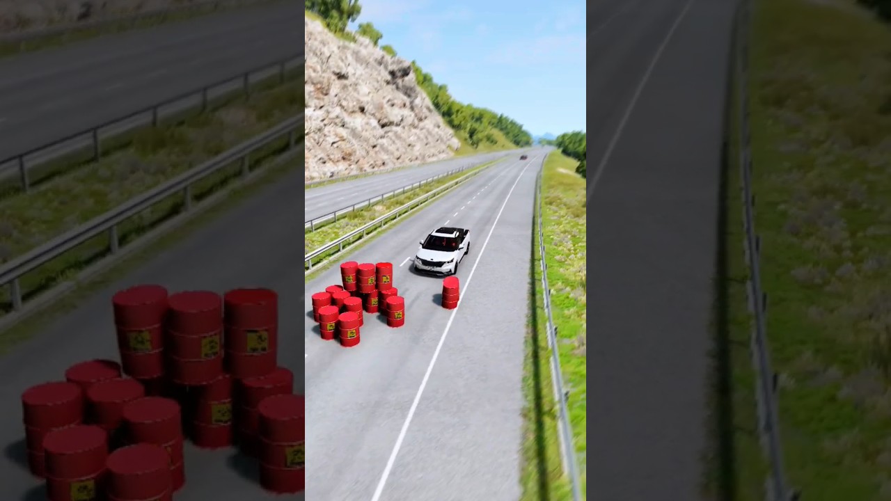 Cars VS Explosive Barrel #shorts #shortsvideo